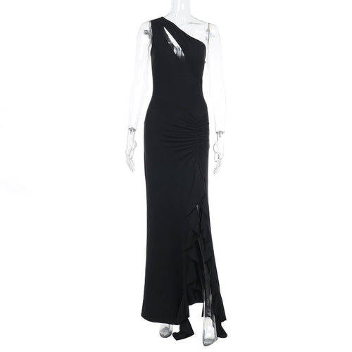 Damen Elegantes Maxikleid mit asymmetrischem Schnitt und Raffung R&B