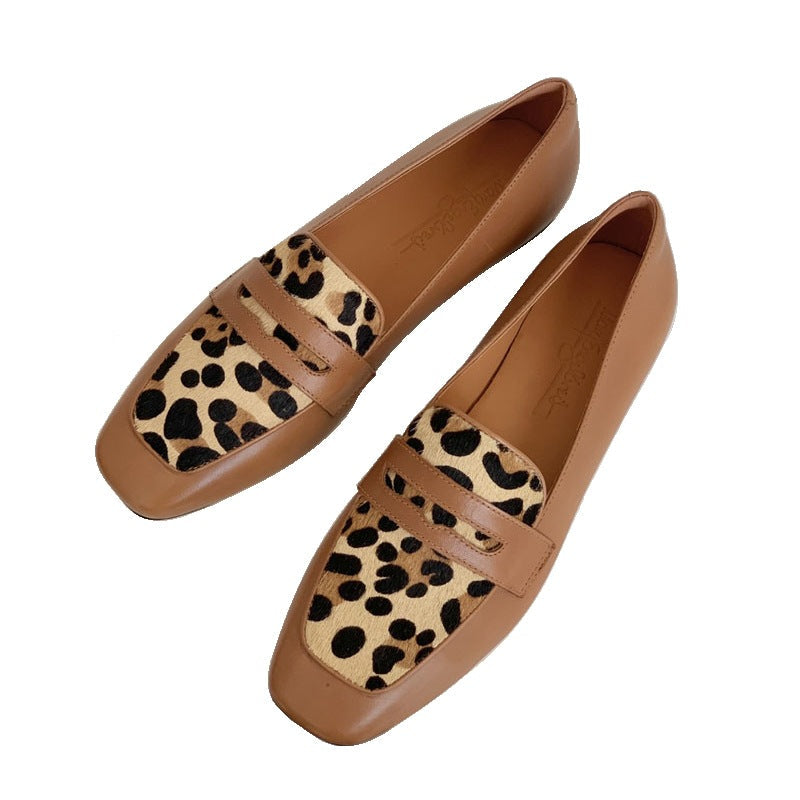 Damen Mokassin-Schuhe mit Leopardenmuster und elegantem Schnitt
