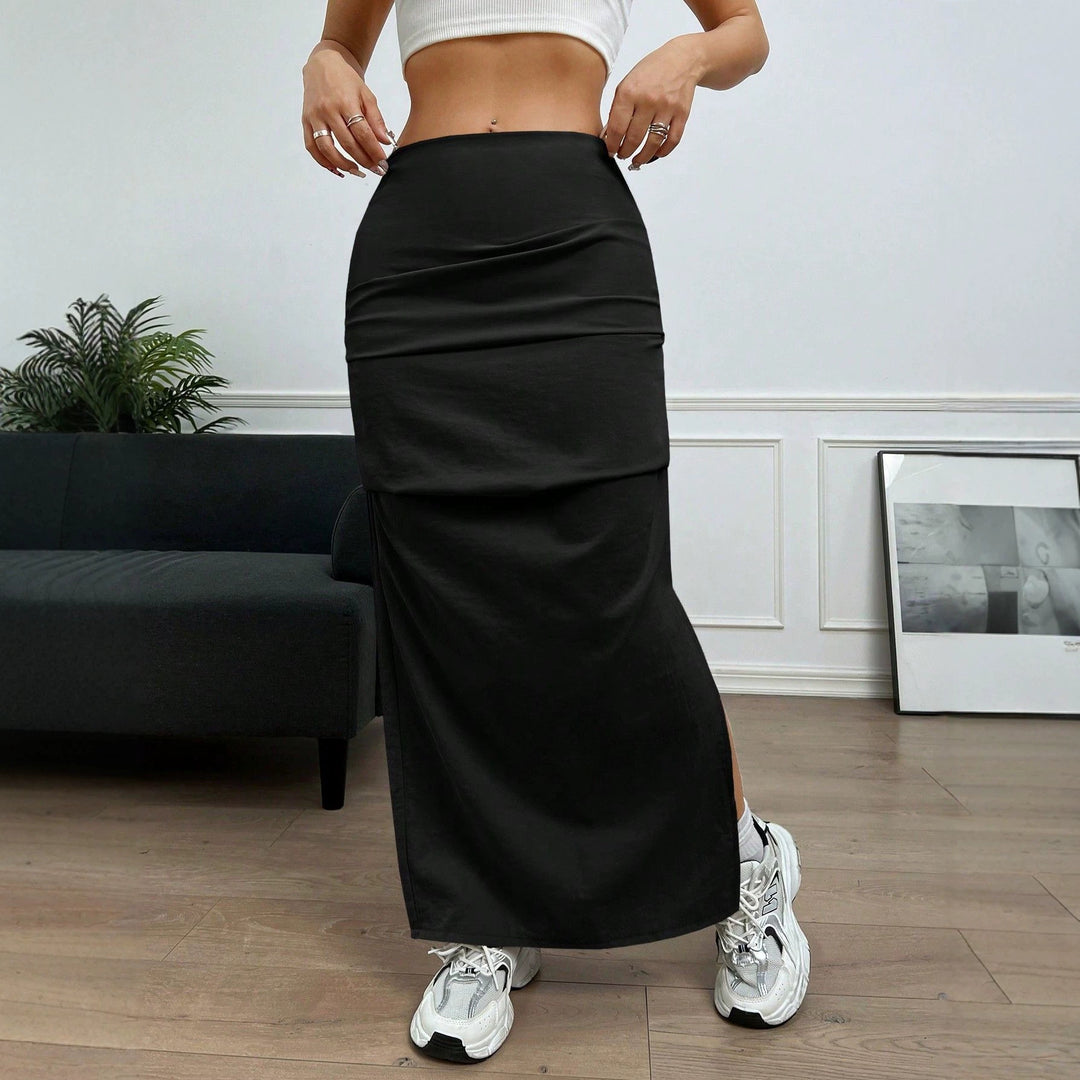 Damen Longskirt mit seitlichem Schlitz und elastischem Bund R&B