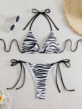 Damen Triangel-Bikini-Set mit verstellbaren Schnürdetails R&B