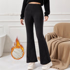 Damen Weitbeinige Fleece-Leggings mit hohem Bund und praktischem Schnitt