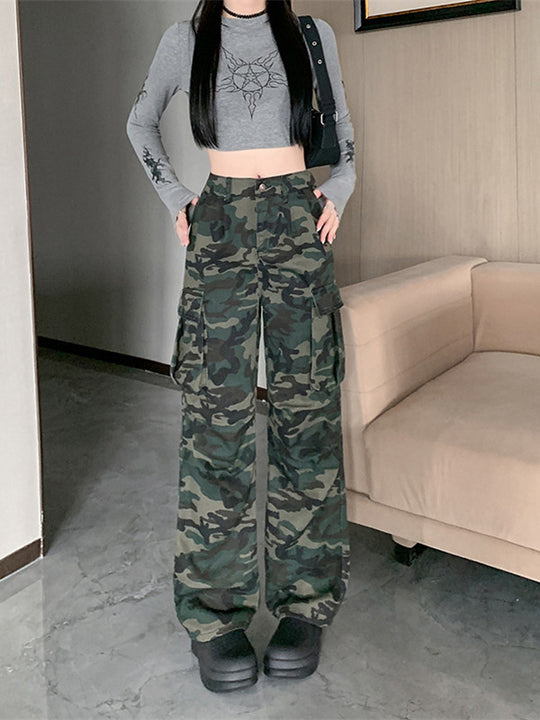 Damen Cargohose im modischen Camouflage-Design mit praktischen Taschen R&B