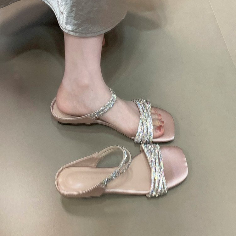 Damen Glamouröse Sandalen mit schimmernden Riemen und komfortabler Sohle R&B