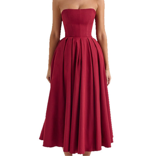 Damen Maxi Kleid mit tailliertem Oberteil und schwingendem Rock R&B