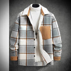 Herren Baumwoll-Flanelljacke mit kariertem Muster und Taschen