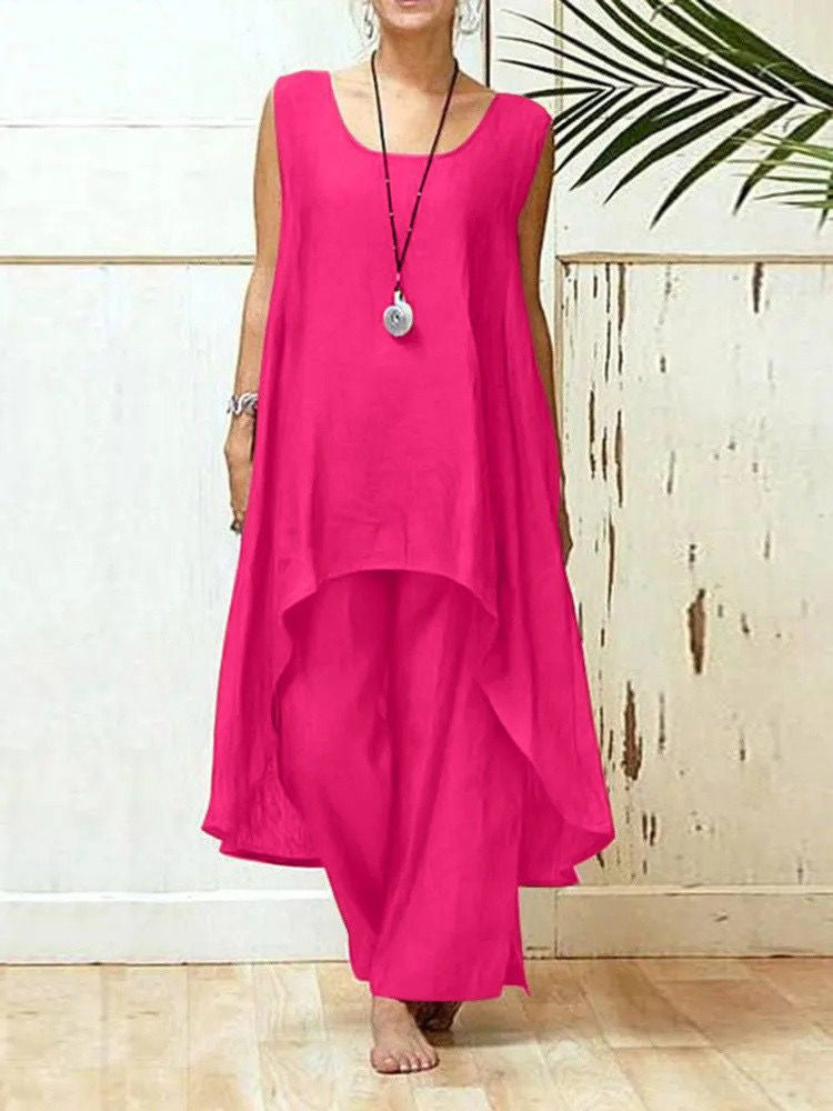 Damen Fließendes Tunika Maxi Overall R&B