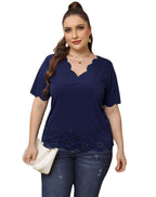 Damen Elegantes Oberteil mit romantischem Wellenmuster und Perforationen R&B