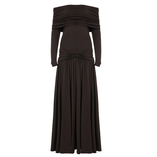 Damen Wickelkleid mit voluminösem Rüschensaum und elegantem Off-Shoulder-Design R&B