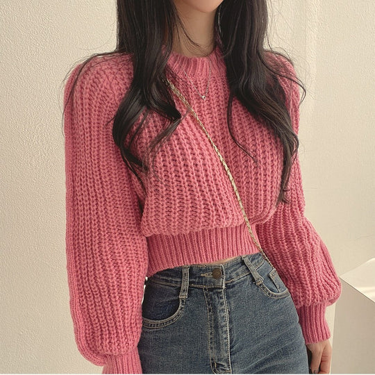 Damen Grobstrickpullover mit weitem Schnitt und überschnittenen Schultern R&B