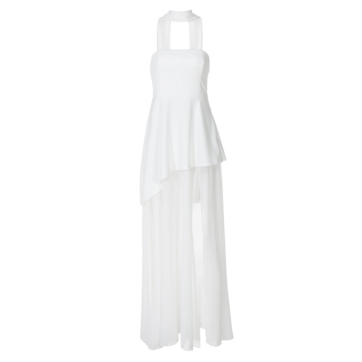 Damen Elegantes Abendkleid mit asymmetrischem Saum und verführerischem Schlitz R&B