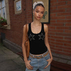 Damen Sportliches Tanktop mit Sternenapplikationen R&B