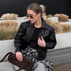 Damen Kunstlederjacke mit schlichter Schnittführung und dekorativem Kragen R&B