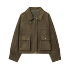 Damen kurz geschnittene Wildlederjacke R&B