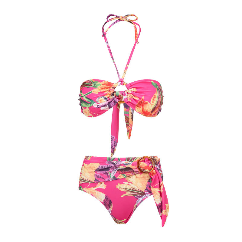 Damen Bikiniset mit floralem Design und modischem Wickelband R&B