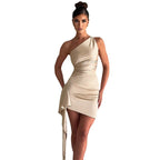 Damen Elegantes Ein-Schulter Kleid mit fließendem Schnitt und asymmetrischem Saum R&B