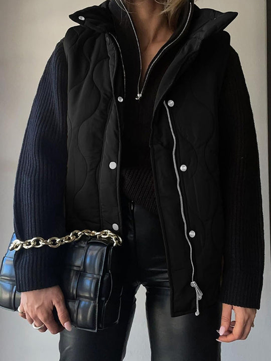 Damen Steppweste mit hohem Kragen und praktischen Taschen R&B