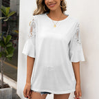 Damen Shirt mit Spitzenärmeln und fließender Passform