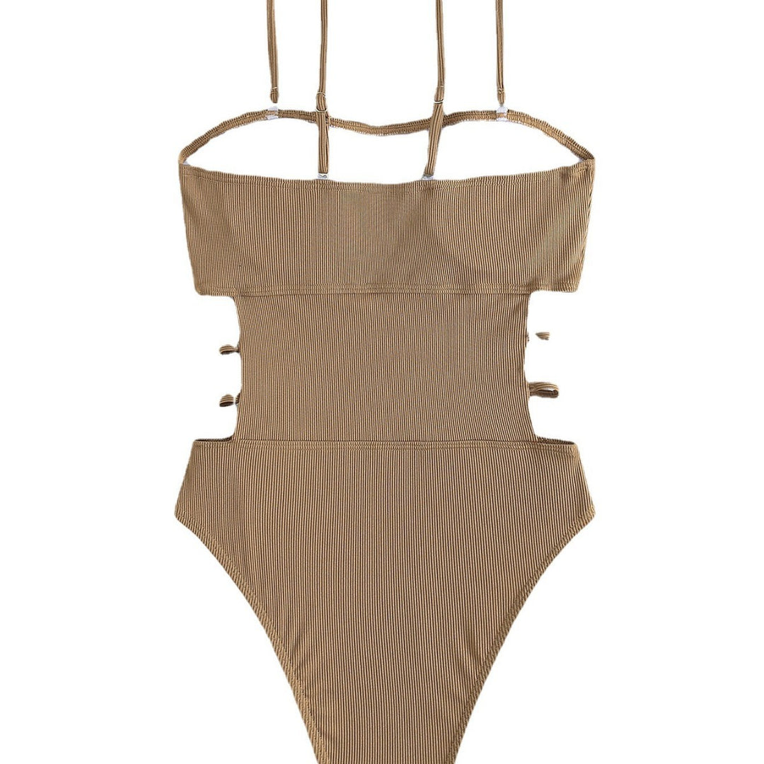 Damen Einteiler Badeanzug mit elegantem Schnitt und seitlichen Riemen R&B