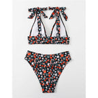Damen Triangel-Bikini mit verstellbaren Schulterdetails und floralem Muster R&B