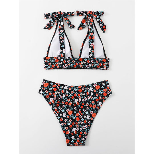 Damen Triangel-Bikini mit verstellbaren Schulterdetails und floralem Muster R&B