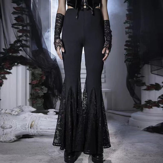 Damen Elegante Schlaghose mit Spitzenapplikationen R&B