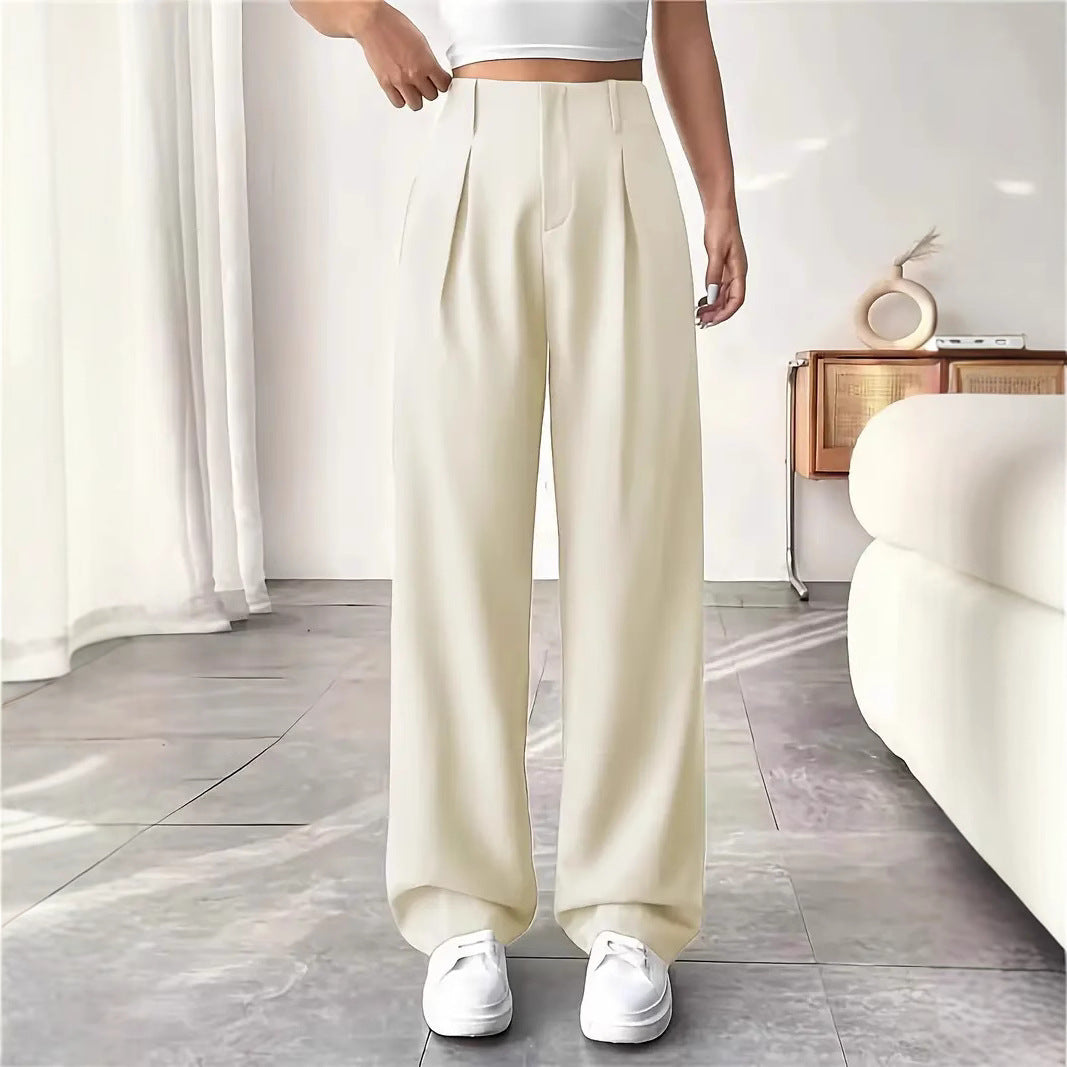 Damen Elegante Bundfaltenhose mit weitem Schnitt R&B