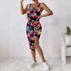 Damen Figürliches Maxikleid mit auffälligem Farbdesign R&B