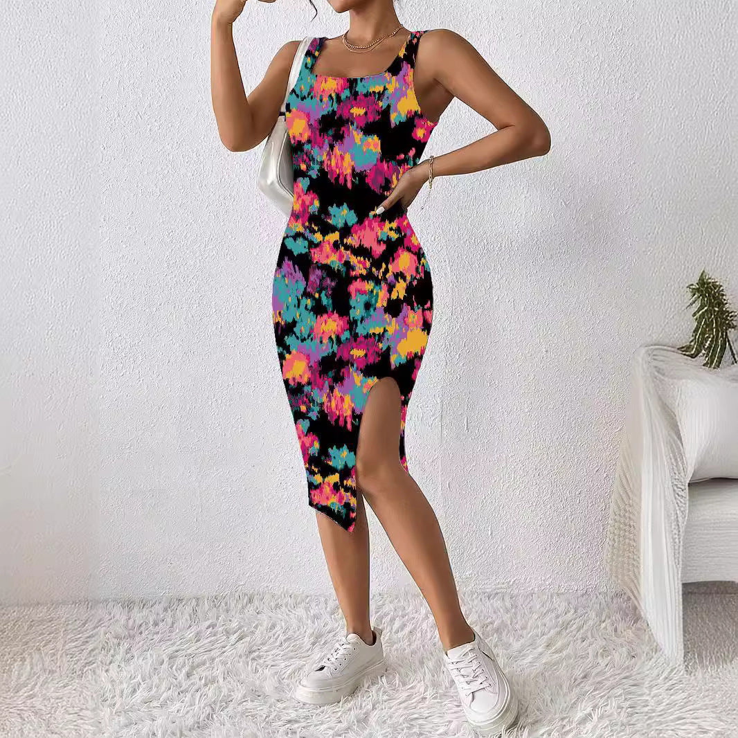 Damen Figürliches Maxikleid mit auffälligem Farbdesign R&B