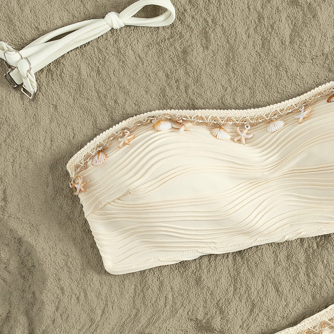 Damen Bandeau-Bikini mit Muschelverzierung R&B