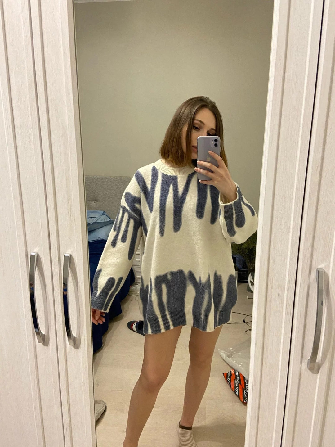 Damen Lässiger Pullover mit einzigartigem Farbverlauf und weitem Schnitt R&B