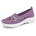 Damen nan gestrickte Slip-On Slipper mit Schmetterlings-Stickapplikation und dämpfender EVA-Plateausohle R&B