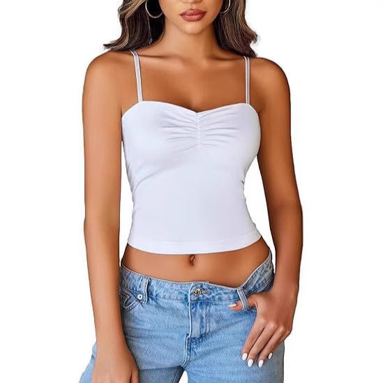 Damen Alltagstop mit feinem Rüschendetail und schmalen Trägern R&B