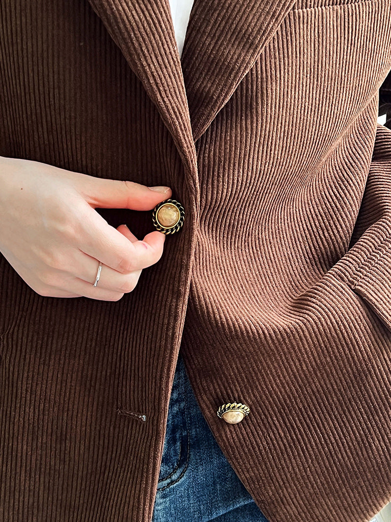 R&B | Lockere Metallschnalle Cordjacke