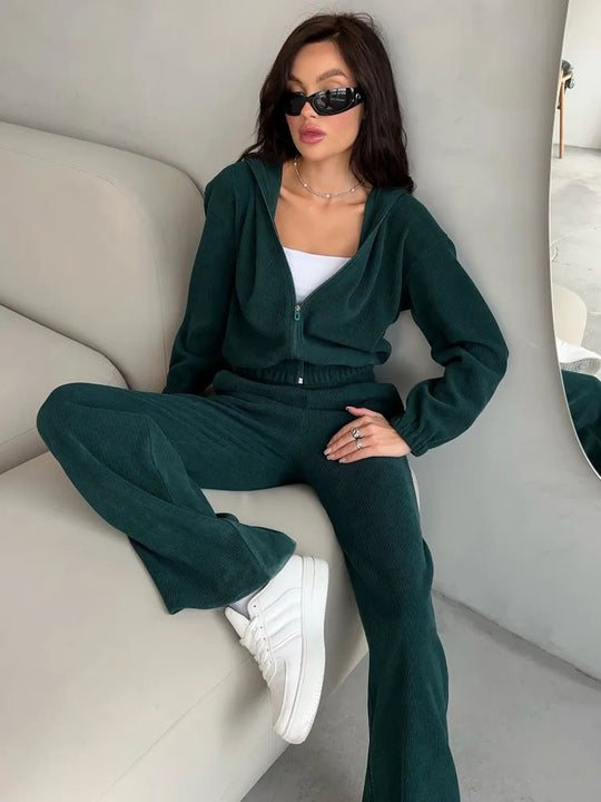 Damen cropped Sweatjacke mit hohem Kragen und elastischem Bund R&B