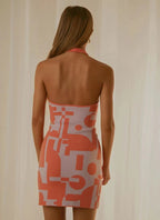 Damen trendiges Minikleid mit kreativem Grafikdruck R&B