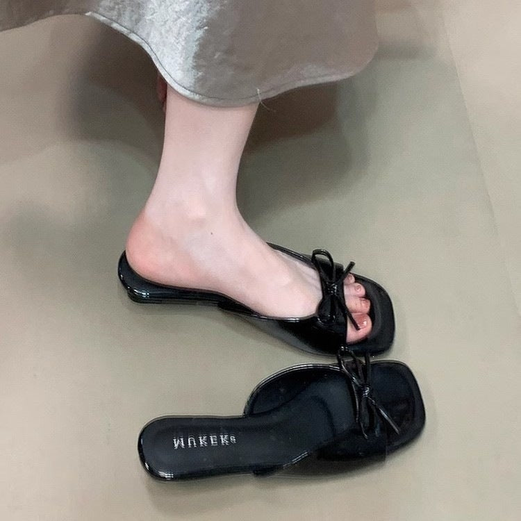 Damen elegante Slingback-Sandalen mit verspieltem Schleifen-Detail EB