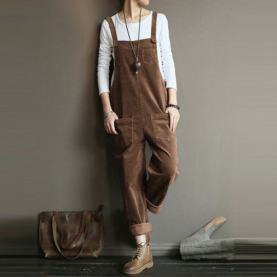 Damen Cord Latzhose Weit