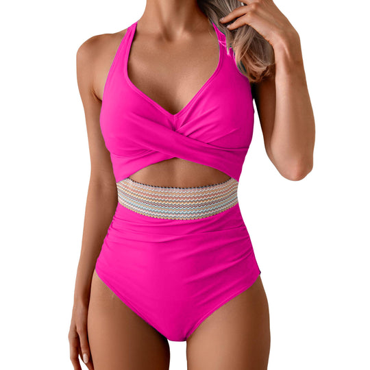Damen Einteiliges Badeoutfit mit innovativer Wickeloptik R&B
