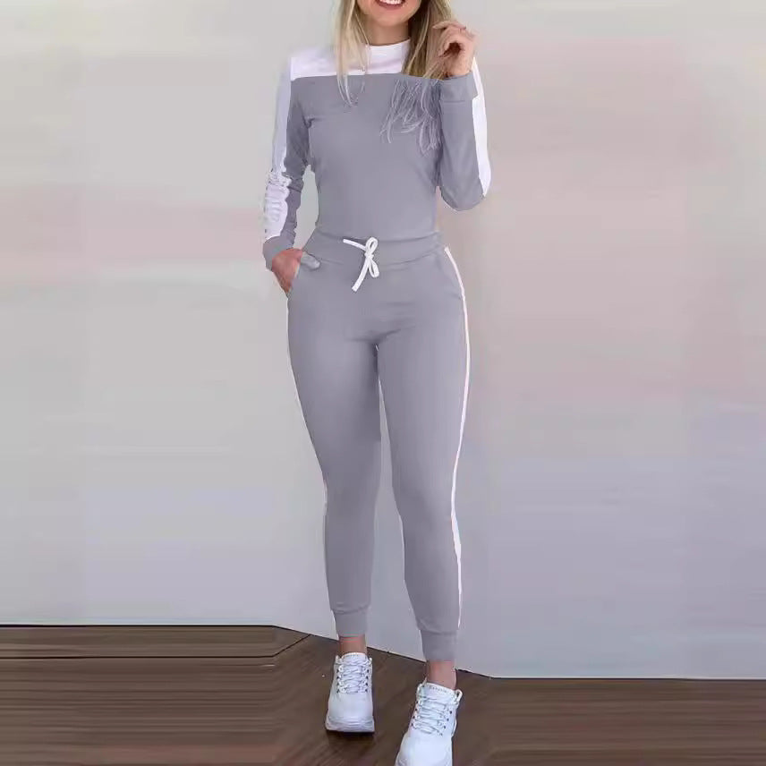 Damen Sportlicher Jumpsuit mit abnehmbaren Trägern und seitlichen Kontraststreifen R&B