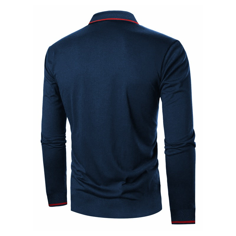 Herren Langarm-Polohemd mit modischem Schnitt und kontrastierenden Details