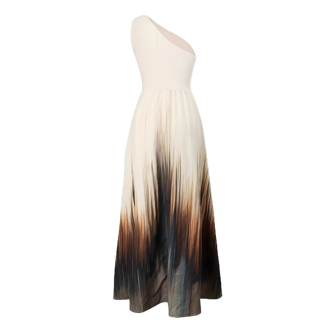 Damen Maxikleid mit asymmetrischem Schnitt und elegantem Farbverlauf R&B