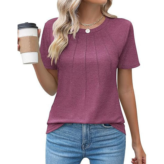 R&B | Plissee-T-Shirt mit Rundhalsausschnitt