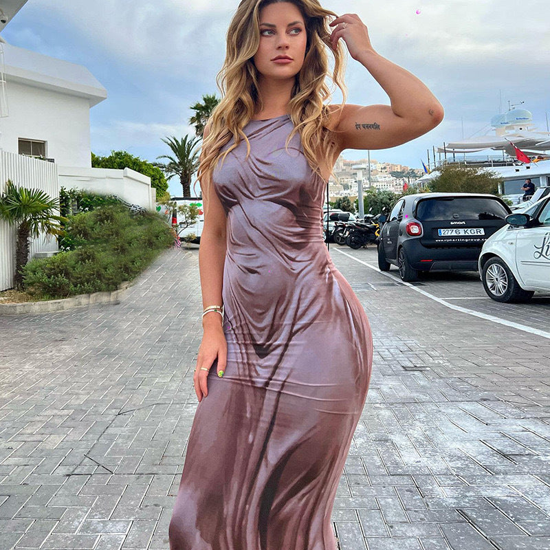 Damen Elegantes Maxikleid mit transparenten Details und raffiniertem Drapierungsdesign R&B