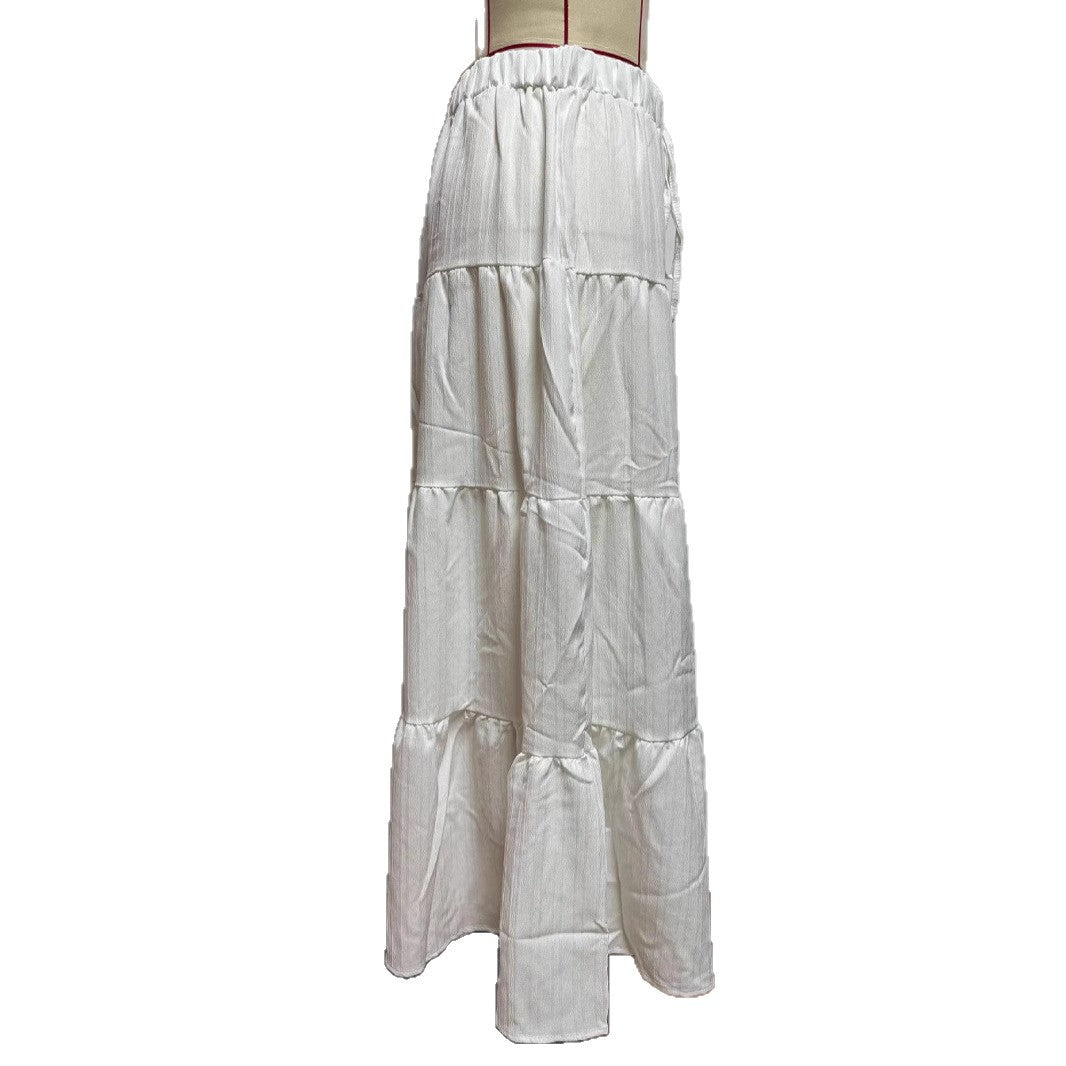 Damen Maxi-Rock mit lässigem Volant-Design und elastischem Bund R&B