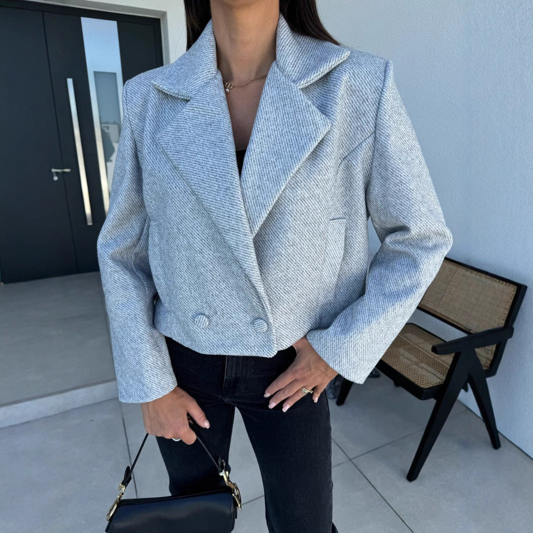 Damen schicke taillierte Blazerjacke mit doppelter Knopfleiste R&B