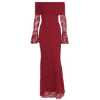 Damen Elegantes Spitzenkleid mit Off-Shoulder Design und Schößchen R&B