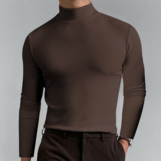 Herren Elegantes Langarm-T-Shirt mit hohem Kragen R&B