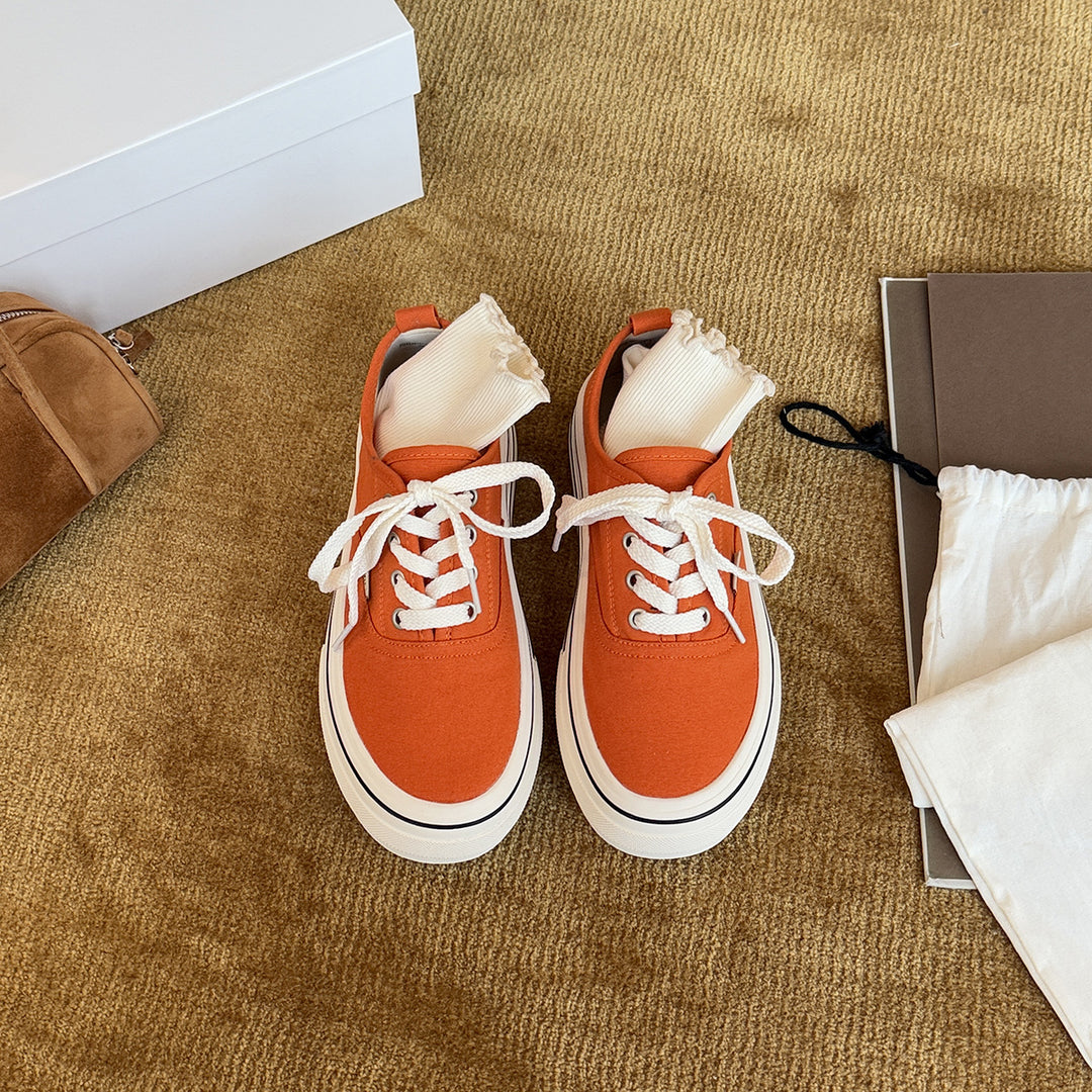 Damen Casual Sneakers im Vintage-Stil mit robustem Gummiboden und atmungsaktivem Canvas-Obermaterial R&B