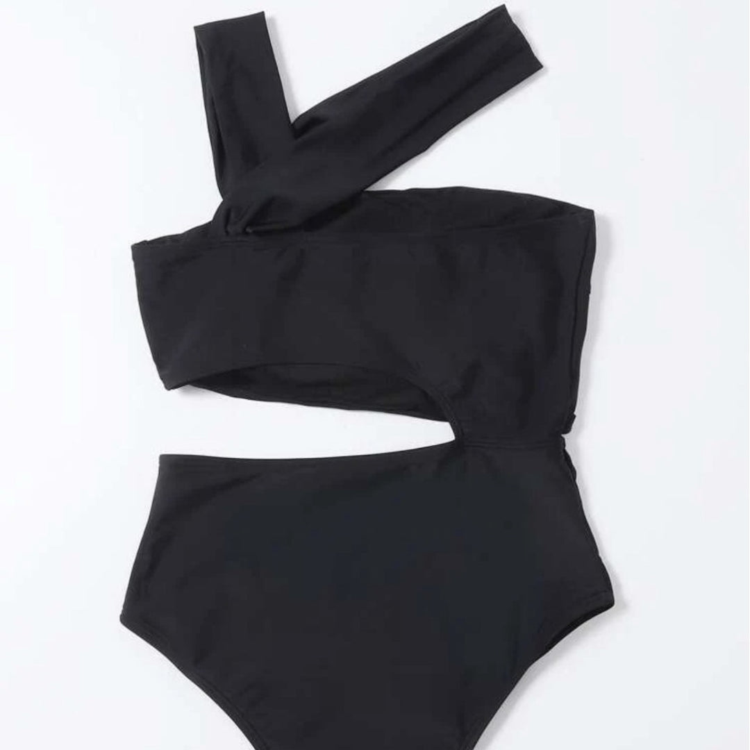 Damen Hochgezogener Badeanzug mit asymmetrischem Oberteil R&B