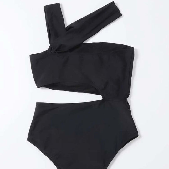 Damen Hochgezogener Badeanzug mit asymmetrischem Oberteil R&B